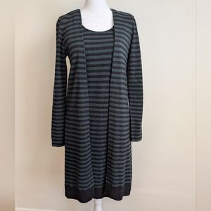Akris Punto Striped Wool Cardigan Sweater Dress Long Sleeve Size 4 Quiet Luxury